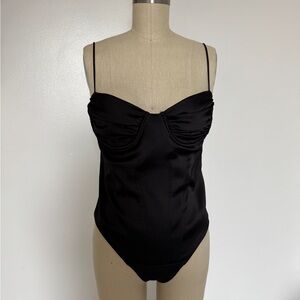 Zara Black Satin Bodysuit